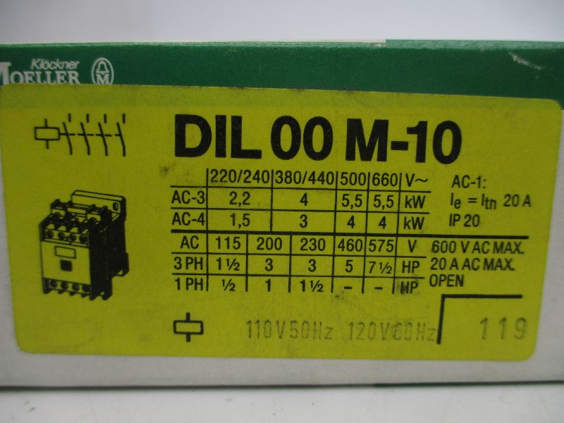 KLOCKNER MOELLER DIL00M-10 110/120V 20A NSMP