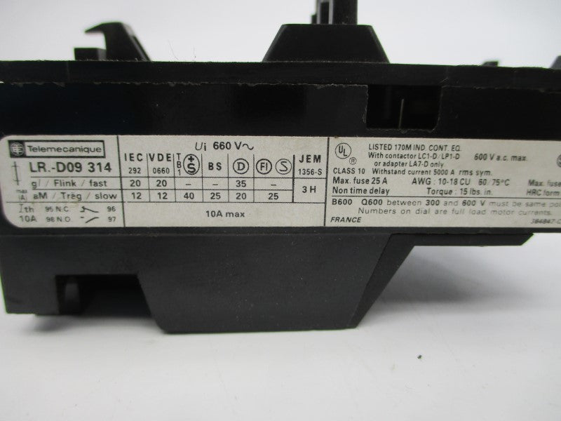 TELEMECANIQUE LR1-D09314 600VAC 7-10A UNMP