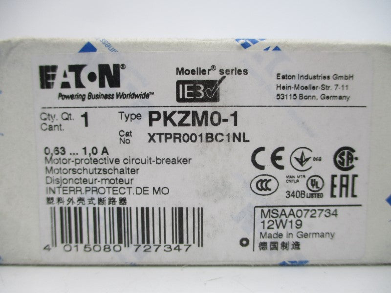 EATON PKZM0-1 XTPR001BC1NL 690V 0.63-1.0A NSMP