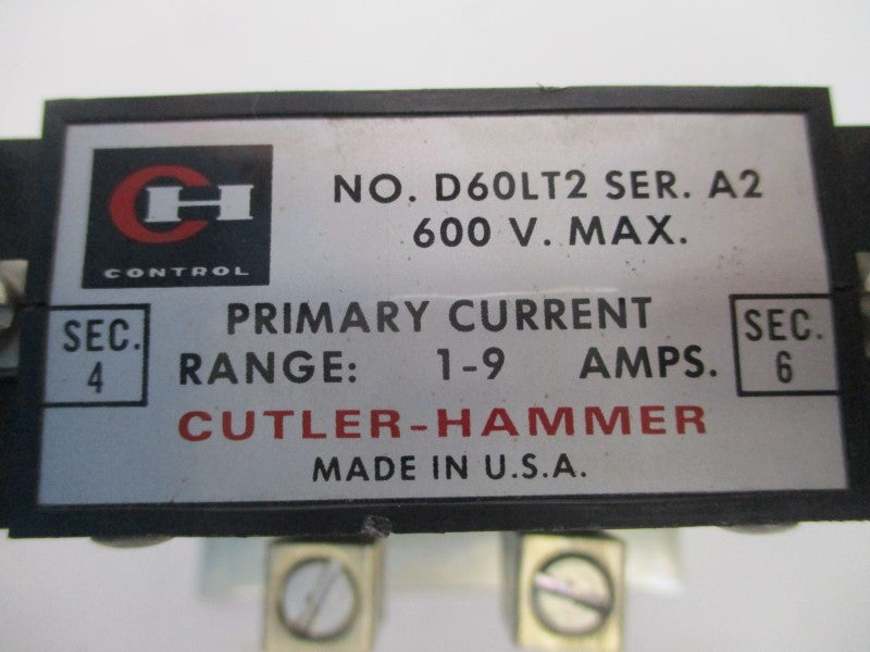 CUTLER HAMMER D60LT2 SER. A2 600V 1-9A 4-6S NSNP