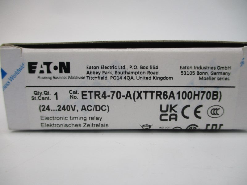 EATON ETR4-70-A(XTTR6A100H70B) 24-240VAC/DC 6A 0.05S-100H NSMP