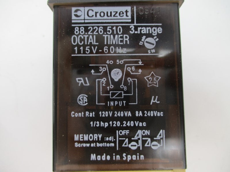 CROUZET 88.226.510 120/240VAC 8A 0-6S NSMP