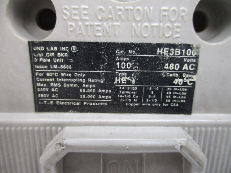 ITE HE3B100 480VAC 100A UNMP