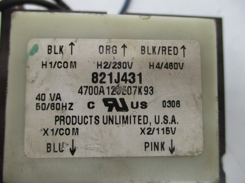 PRODUCTS UNLIMITED 821J431 460V UNMP