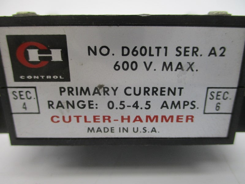 CUTLER HAMMER D60LT1 SER. A2 600V 0.5-4.5A 4-6S UNMP