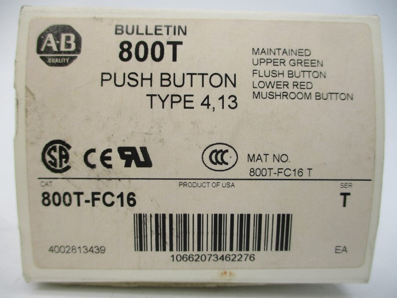ALLEN BRADLEY 800T-FC16 SER. T (WH) (AS PICTURED) NSMP