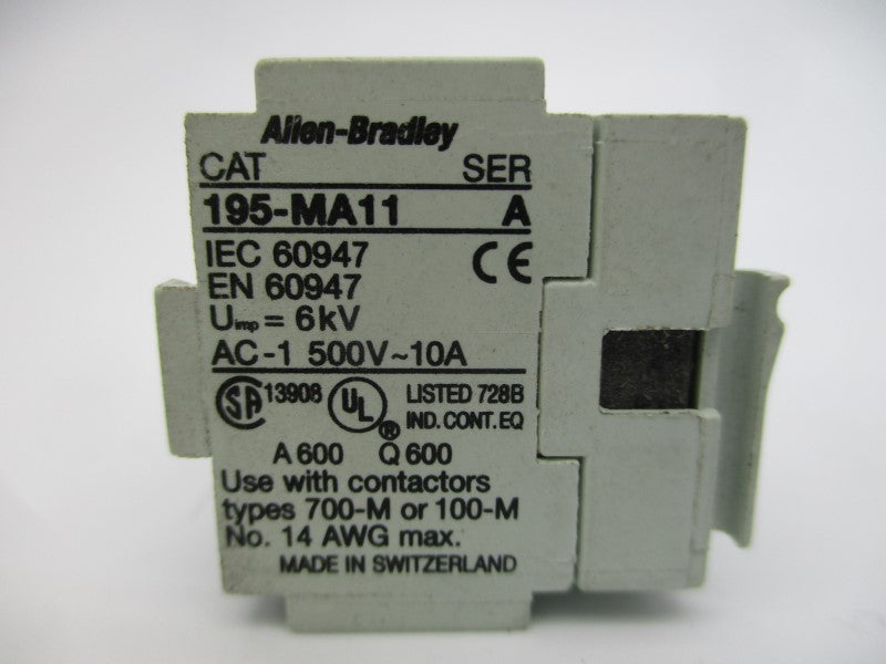 ALLEN BRADLEY 195-MA11 SER. A 500VAC 10A NSNP