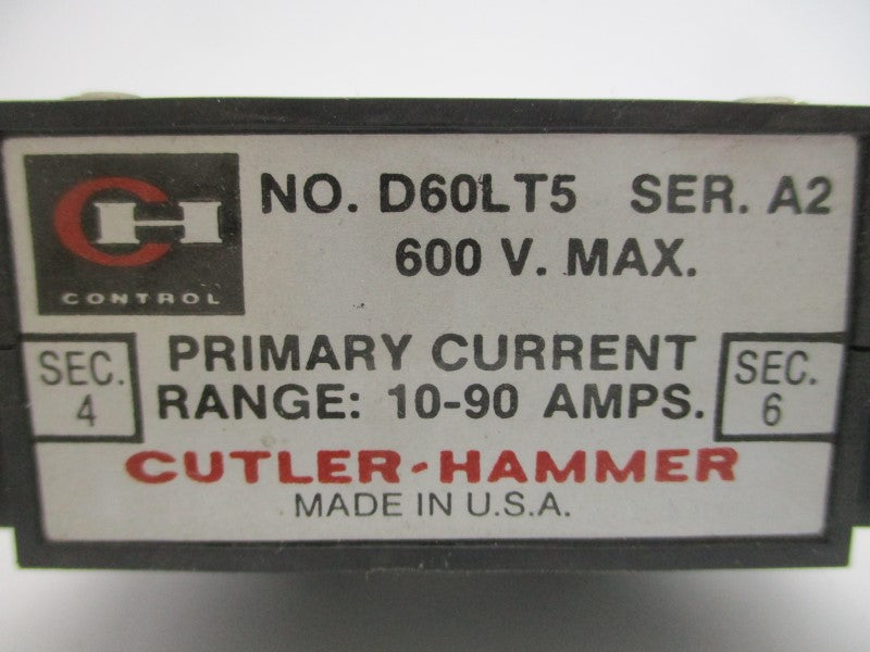 CUTLER HAMMER D60LT5 SER. A2 600V 10-90A 4-6S UNMP