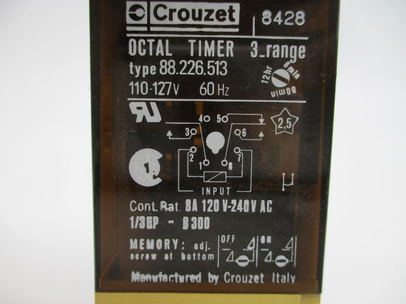 CROUZET 88.226.513 120-240VAC 8A 6M-12H UNMP