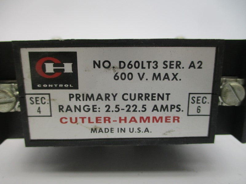 CUTLER HAMMER D60LT3 SER. A2 600V 2.5-22.5A 4-6S UNMP