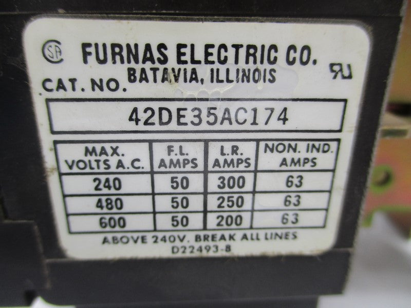 FURNAS ELECTRIC 42DE35AC174 208-240/480V 63A UNMP