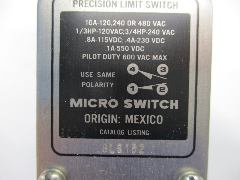 MICRO SWITCH 8LS152 480VAC 10A NSMP