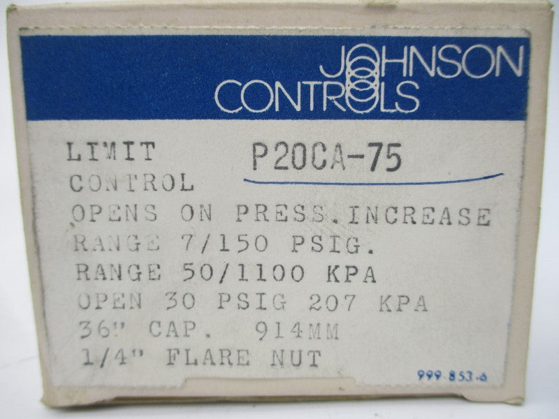 JOHNSON CONTROLS P20CA-75 120/240VAC 16A 7/150PSI NSMP