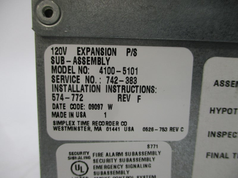 SIMPLEX 4100-5101 120VAC REV. F NSMP