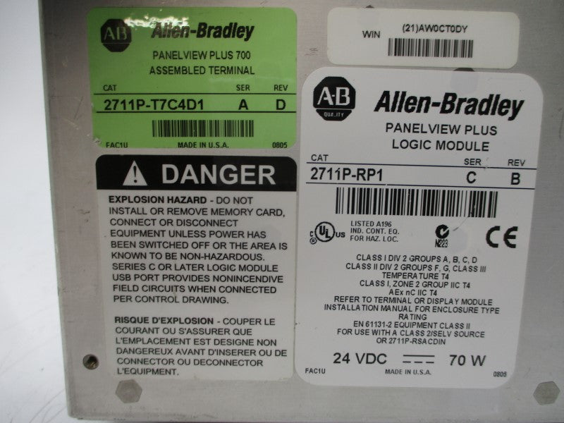 ALLEN BRADLEY 2711P-RP1 SER. C 24VDC REV. B NSNP