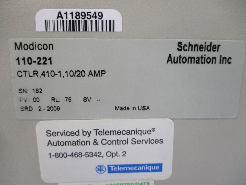 SCHNEIDER AUTOMATION 110-221 10/20A UNMP