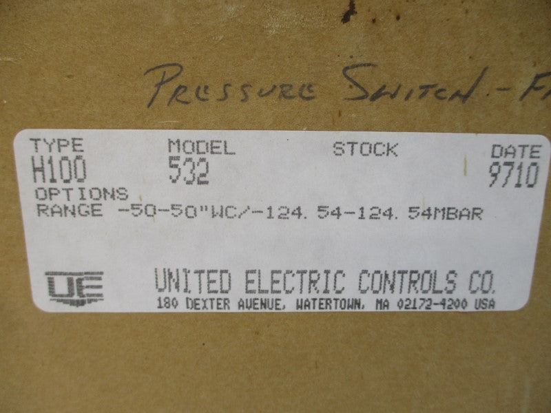 UNITED ELECTRIC CONTROLS H100532 480VAC 15A 100PSI NSMP