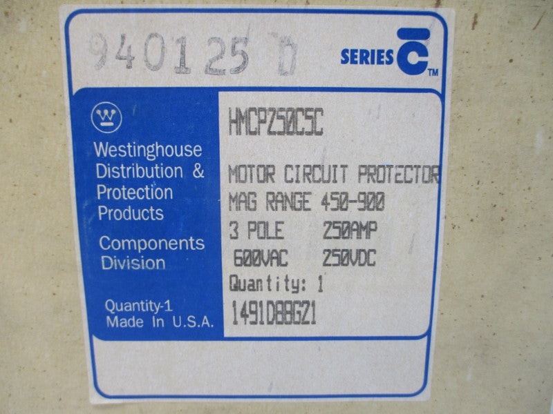 WESTINGHOUSE HMCP250C5C SER. C 600VAC 250A NSMP