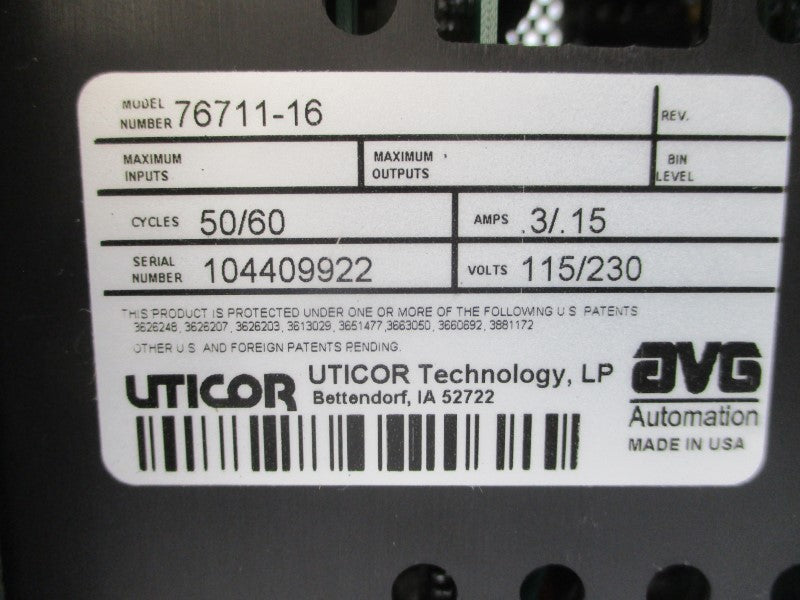 UTICOR TECHNOLOGY 76711-16 115/230V .3/.15A NSNP