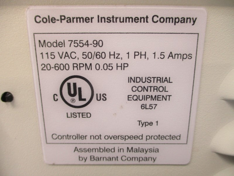 COLE-PARMER INSTRUMENT 7554-90 115VAC 1.5A NSNP
