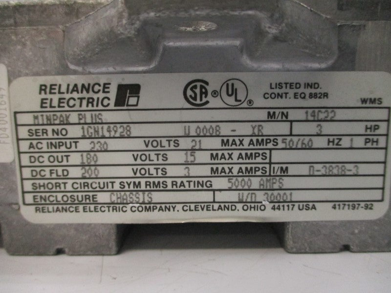 RELIANCE ELECTRIC 14C22 230VAC 21A (AS PICTURED) UNMP