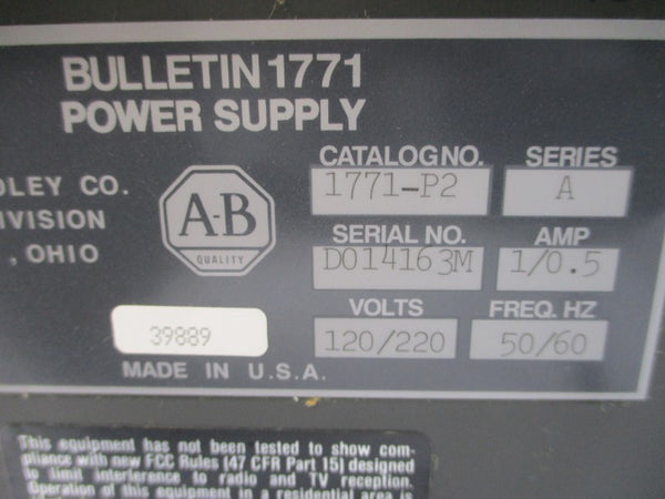 ALLEN BRADLEY 1771-P2 SER. A 120/220V 1/0.5A UNMP