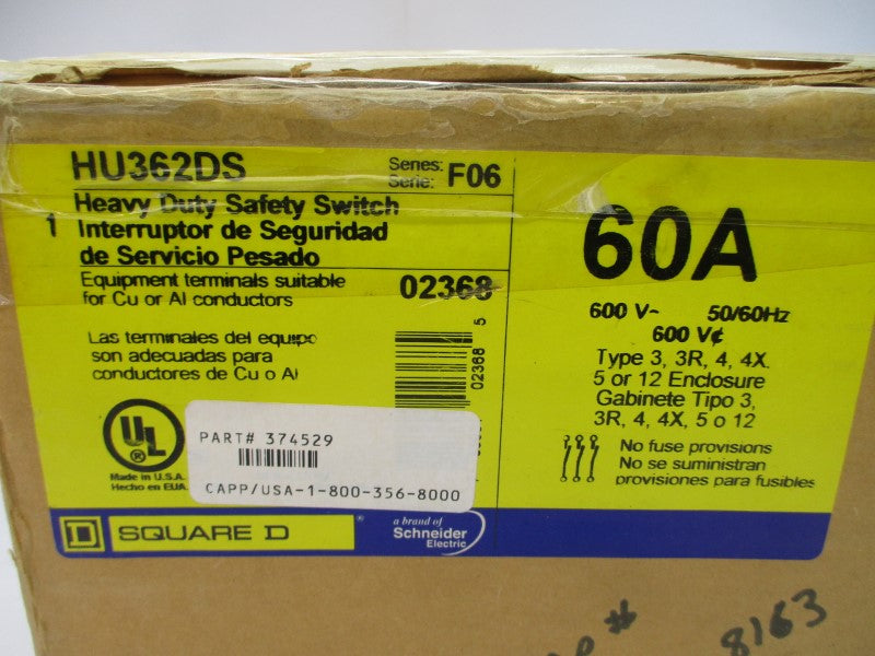 SQUARE D HU362DS SER. F06 600VAC 60A NSMP