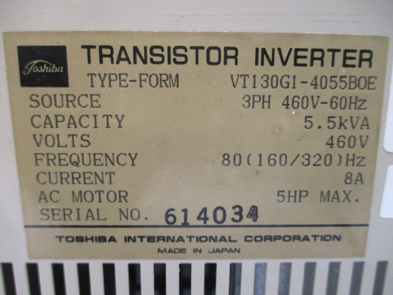 TOSHIBA VT130G1-4055B0E ESP-130 460VAC 8A UNMP