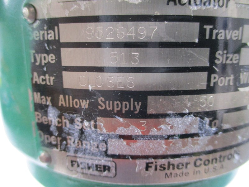 FISHER CONTROLS 513GS SIZE 20 3-9PSI 1-1/2" UNMP