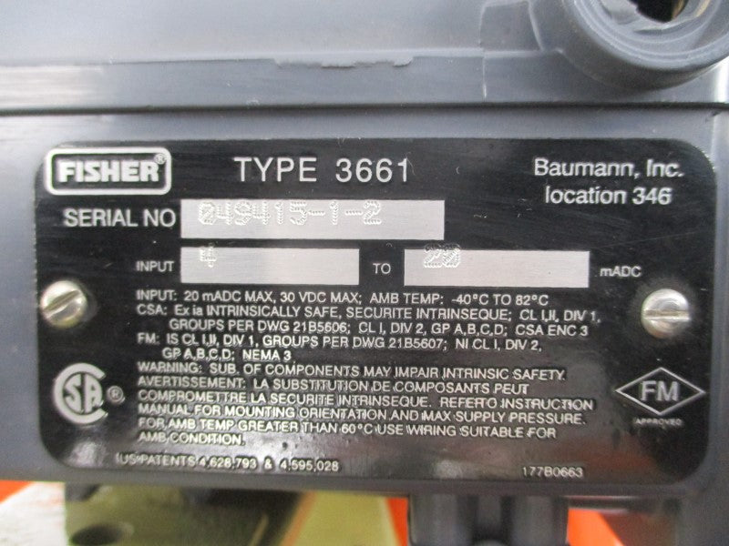 FISHER CONTROLS 54-24577S 3661 30VDC 7-13PSI 1-1/2" NSNP