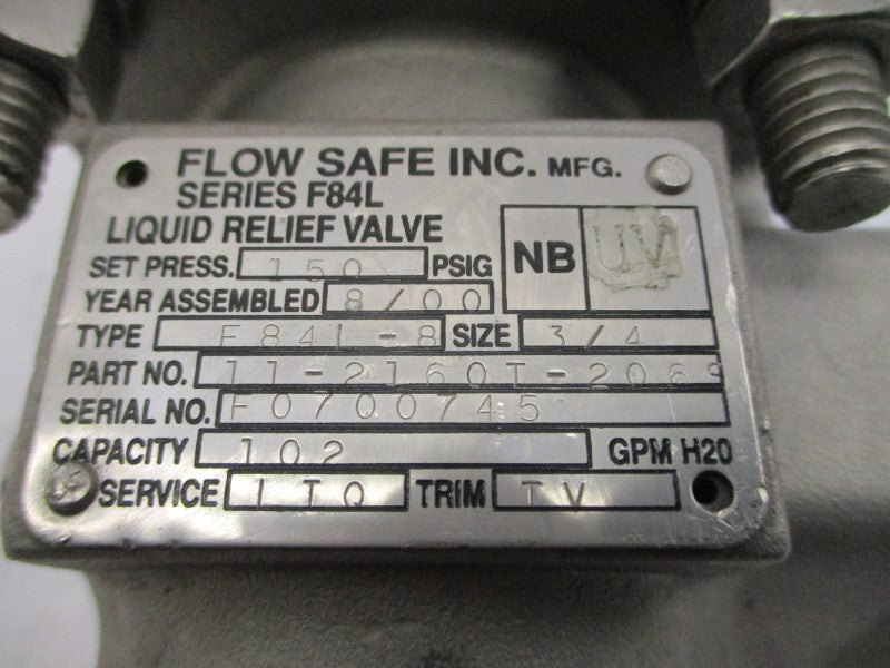 FLOW SAFE F84L-8 11-2160T-2069 150PSI 3/4" UNMP
