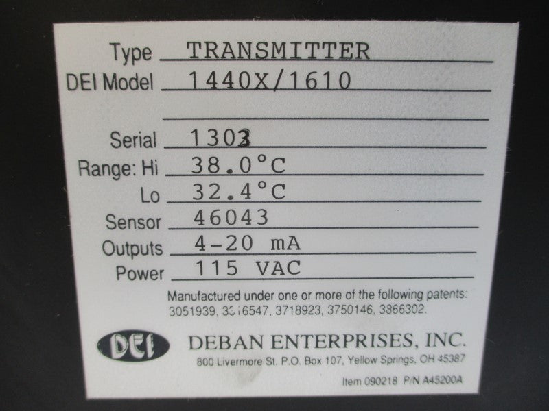 DEBAN ENTERPRISES 1440X/1610 115VAC NSNP
