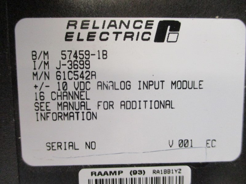RELIANCE ELECTRIC 57459-1B 61C542A 10VDC UNMP