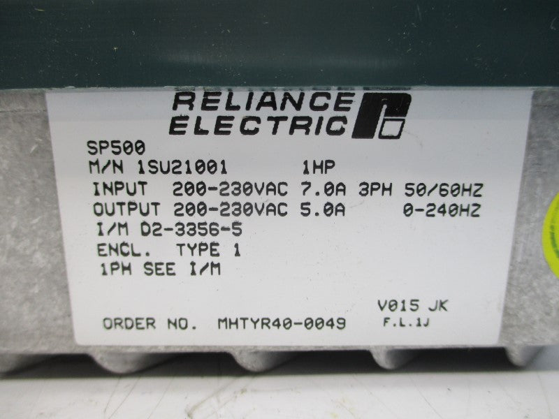 RELIANCE ELECTRIC 1SU21001 SP500 200-230VAC 7.0A NSMP