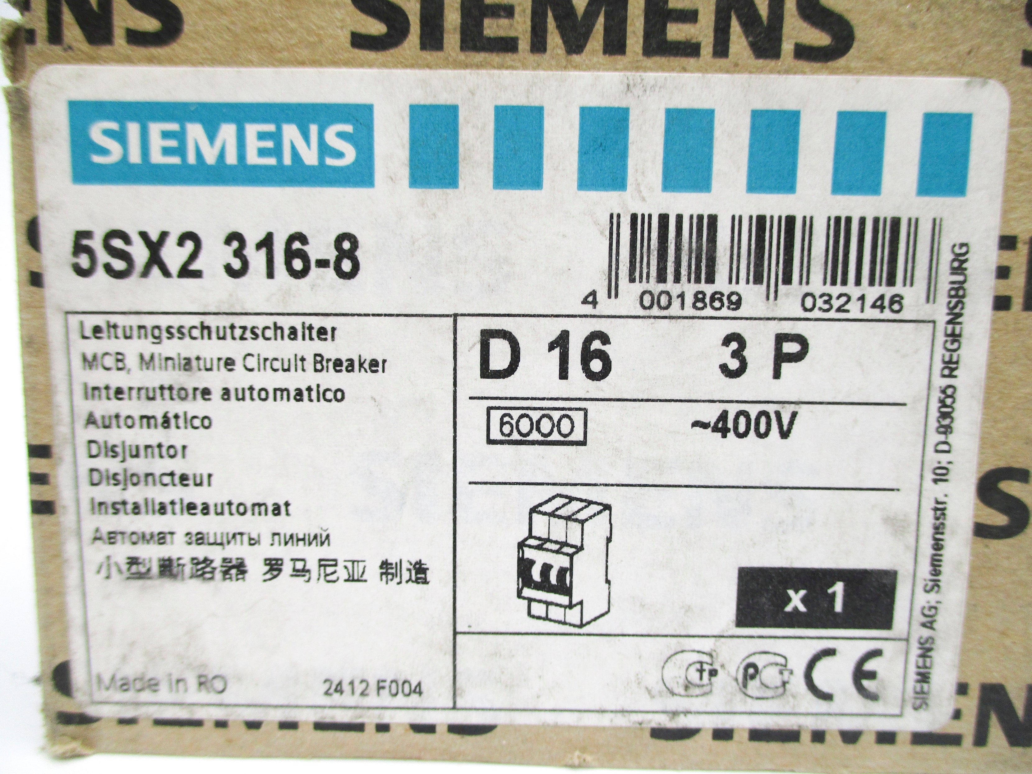SIEMENS 5SX2316-8 400V 16A NSMP
