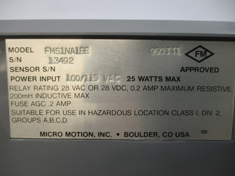 MICRO MOTION FMS1NA1EE FMS-3 100/115VAC 0.2A NSNP