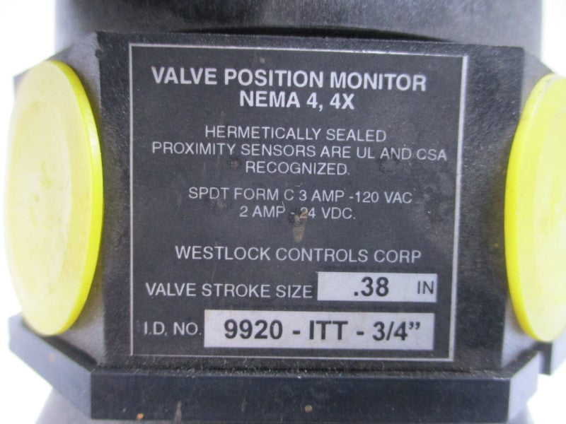 WESTLOCK CONTROLS 9920-ITT-3/4" 120VAC 3A 90PSI .38" NSNP