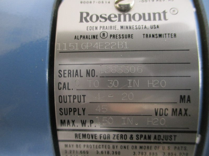 ROSEMOUNT 1151GP4E22B1 45VDC NSMP