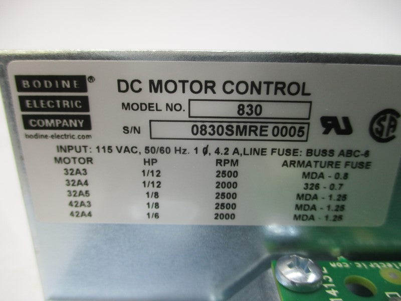 BODINE ELECTRIC 830 0830SM 115VAC 4.2A NSMP