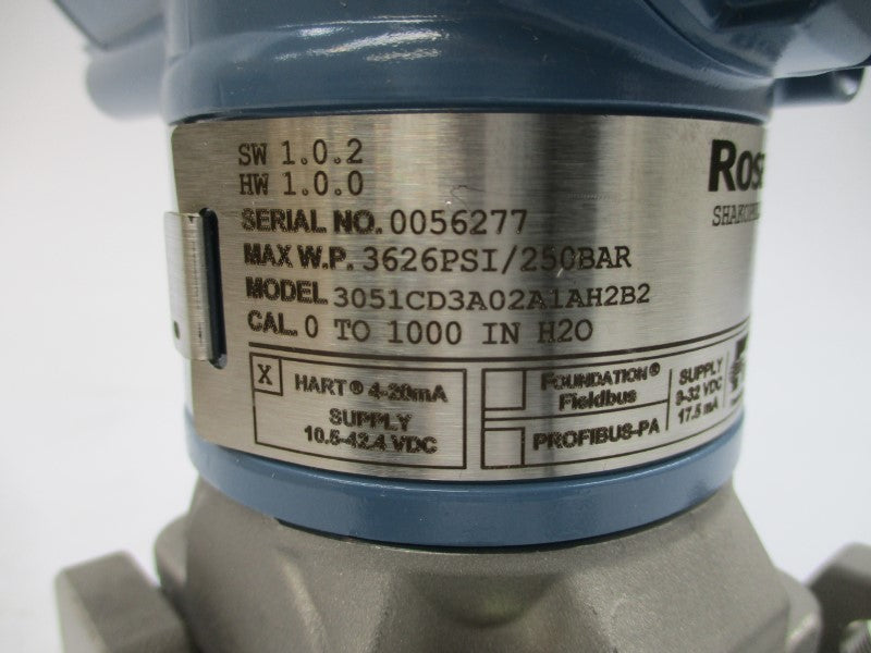 ROSEMOUNT 3051CD3A02A1AH2B2 10.5-42.4VDC 3626PSI NSMP