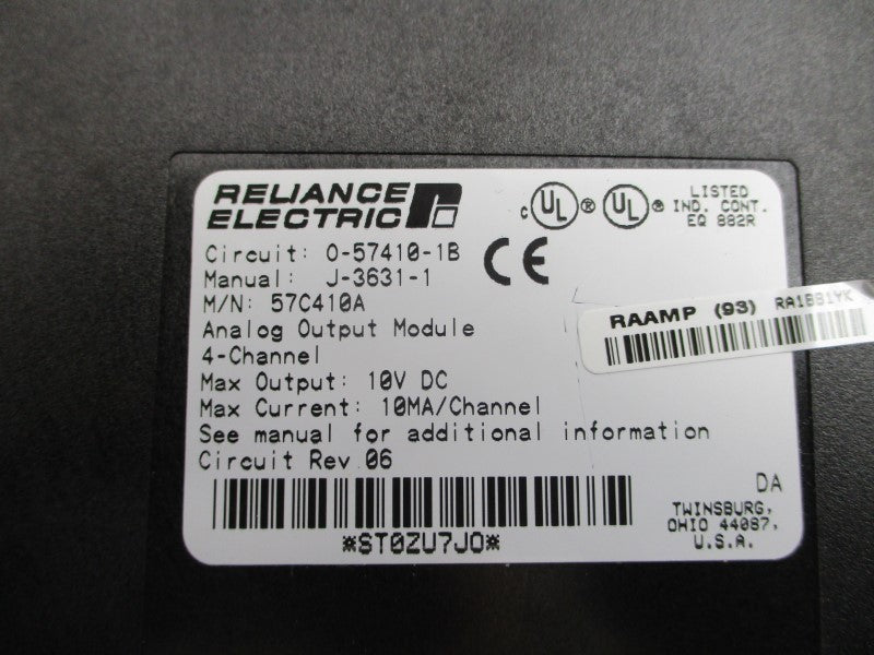 RELIANCE ELECTRIC 57C410A 10VDC REV. 06 NSMP