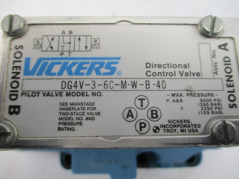 VICKERS DG5S86CMWB20 680920 110-115/120VAC .54/.64A 2250/5000PSI UNMP