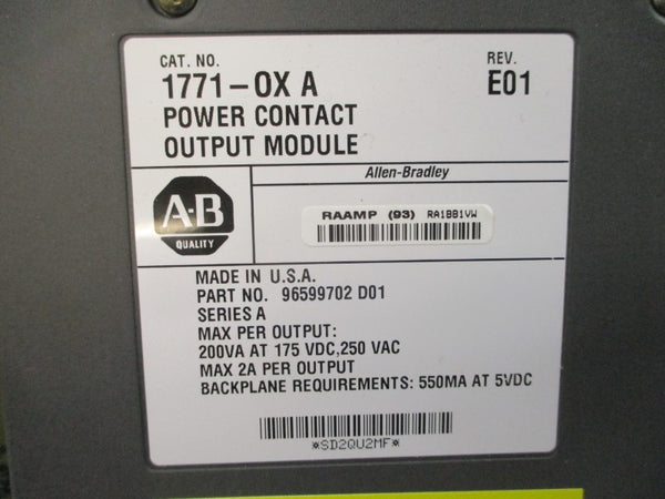 ALLEN BRADLEY 1771-OX SER. A 250VAC 2A REV. E01 UNMP