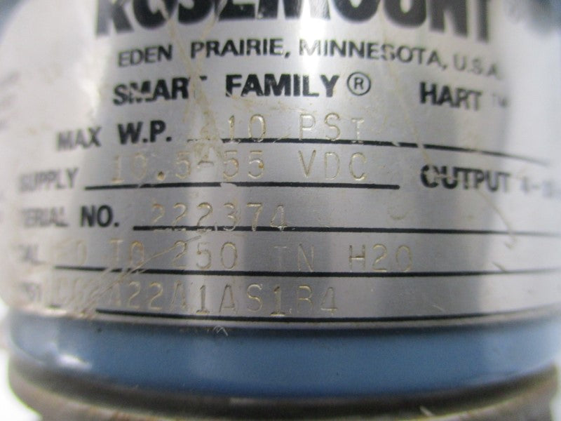 ROSEMOUNT 3051CG2A22A1AS1B4 10.5-55VDC 10PSI UNMP