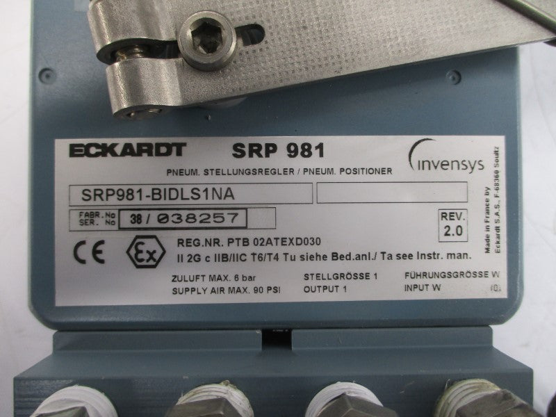 GEORG FISCHER 198.150.947 W/ ECKARDT SRP981 SRP981-BIDLS1NA 90PSI REV. 2.0 NSNP
