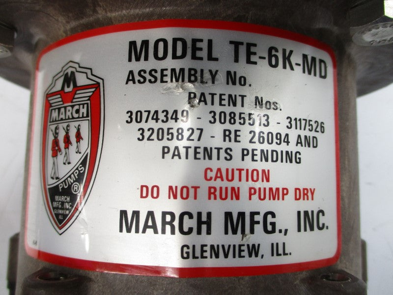 MARCH MFG TE-6K-MD W/ MARATHON ELECTRIC 0153-0020-1000 56T34F5538E 208-230/460V 1.7-1.5/.75A NSNP