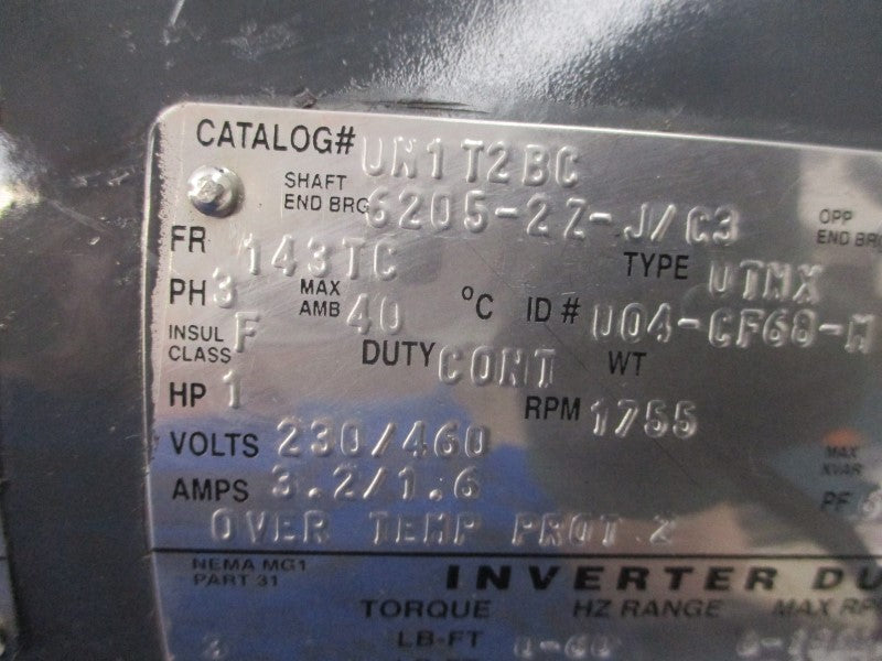 US MOTORS UN1T2BC CF68 230/460V 3.2/1.6A NSNP