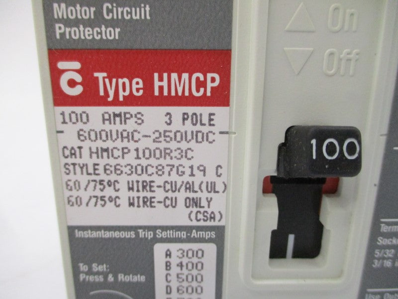 WESTINGHOUSE HMCP100R3C 6630C87G19 SER. C 600VAC 100A NSMP