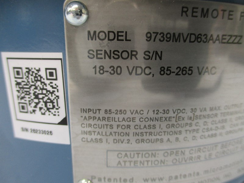 MICRO MOTION 9739MVD63AAEZZZ 85-265VAC NSNP