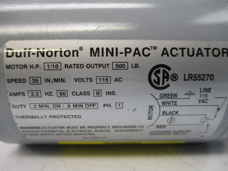 FHP SK6405-14-2 AM34P16NZ01A W/ DUFF-NORTON SPB6405-6 115VAC 2.3A 6" UNMP
